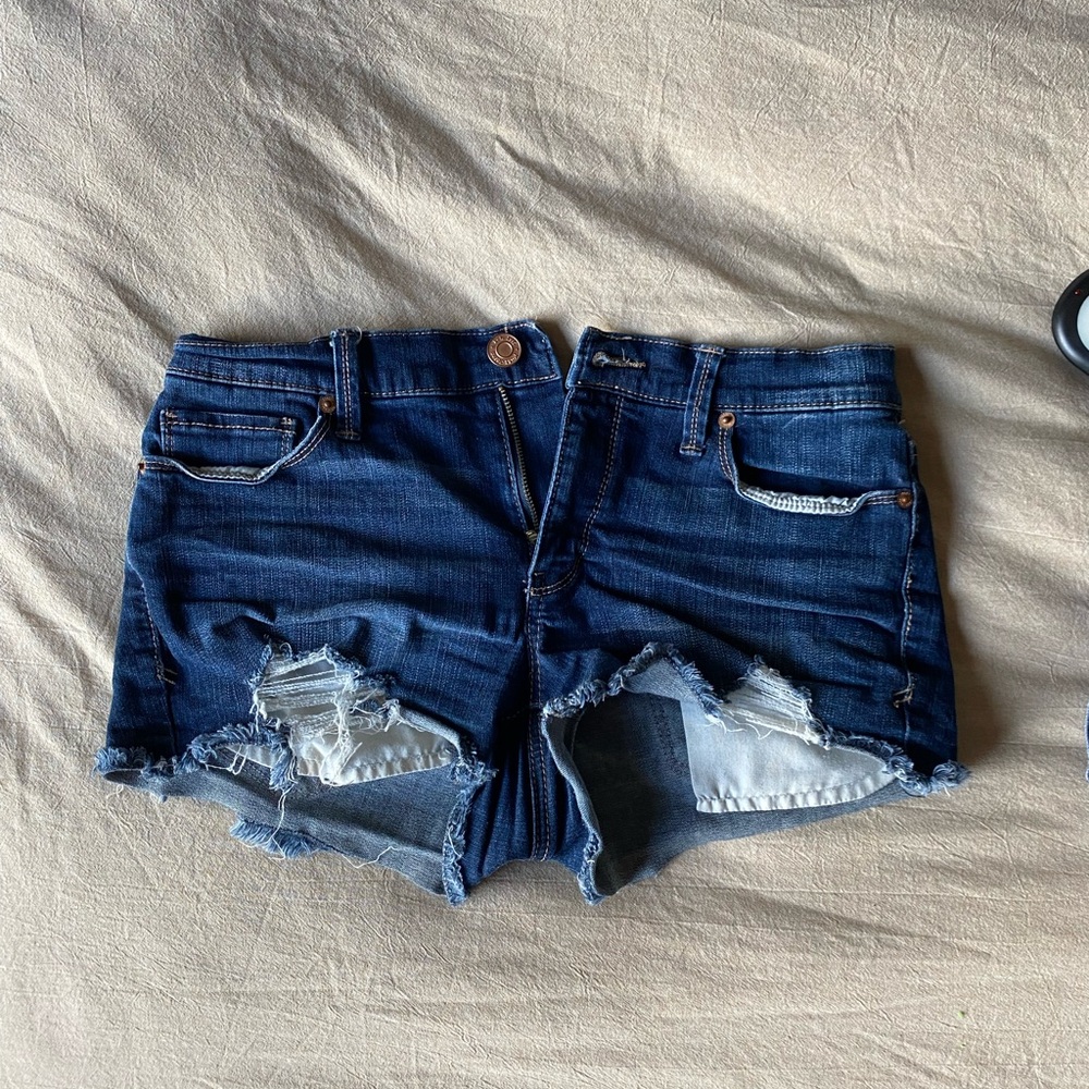 Mudd Dark Blue Distressed Jean Shorts